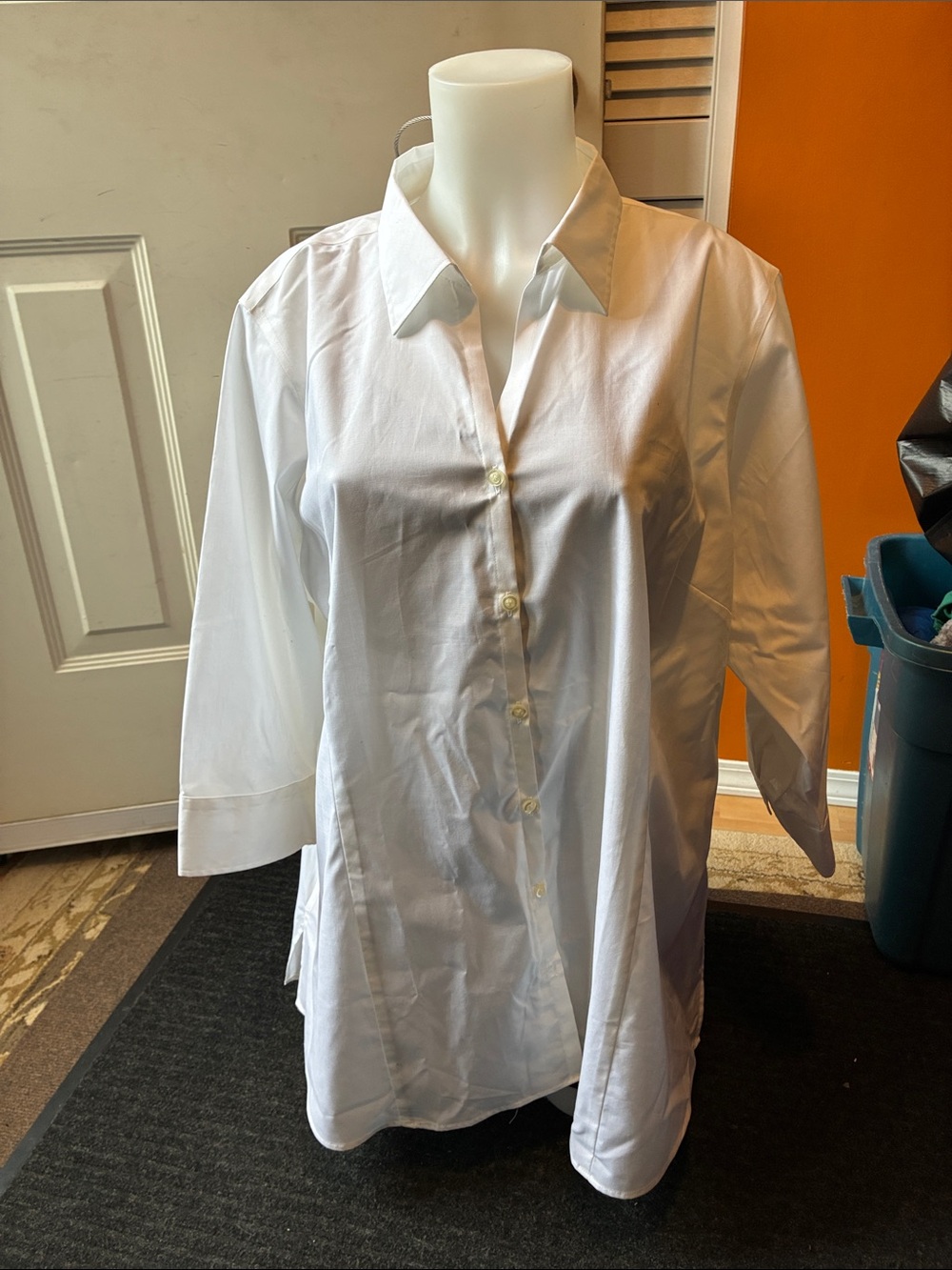 Lands' End White Women's Button-Down Shirt